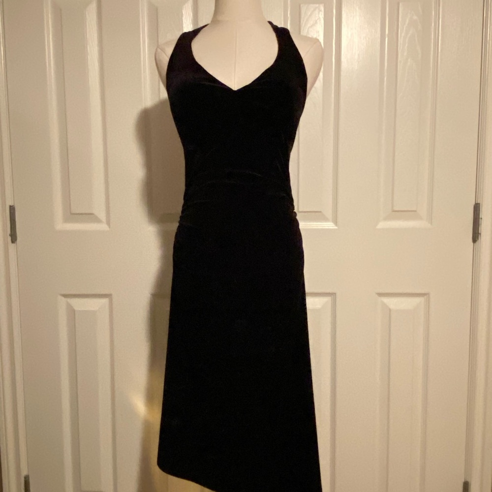 Le Chateau Black Velvet Midi Dress